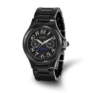 Kazi Luxury Ladies Chisel Black Ceramic Black Dial Watch